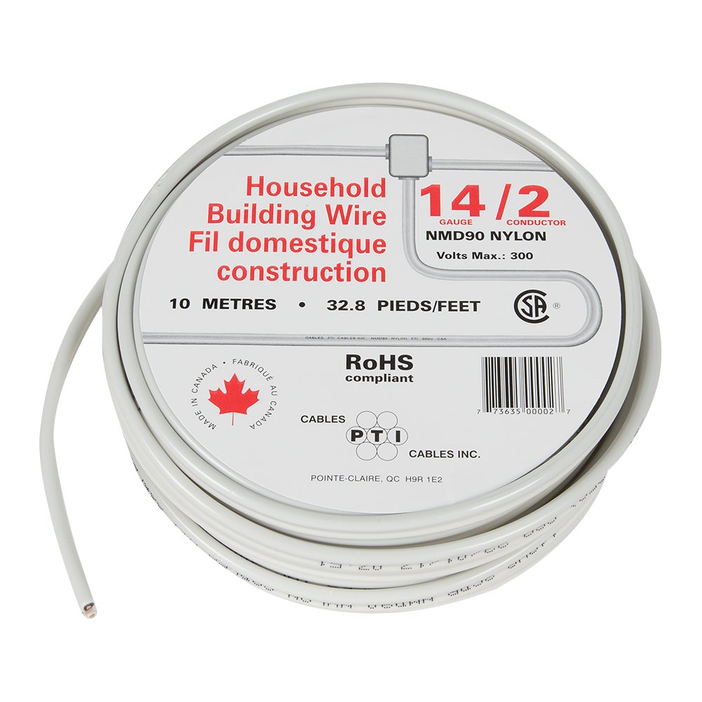 Interior Electrical Wire NMD 90 14 2 White 10 m Canac