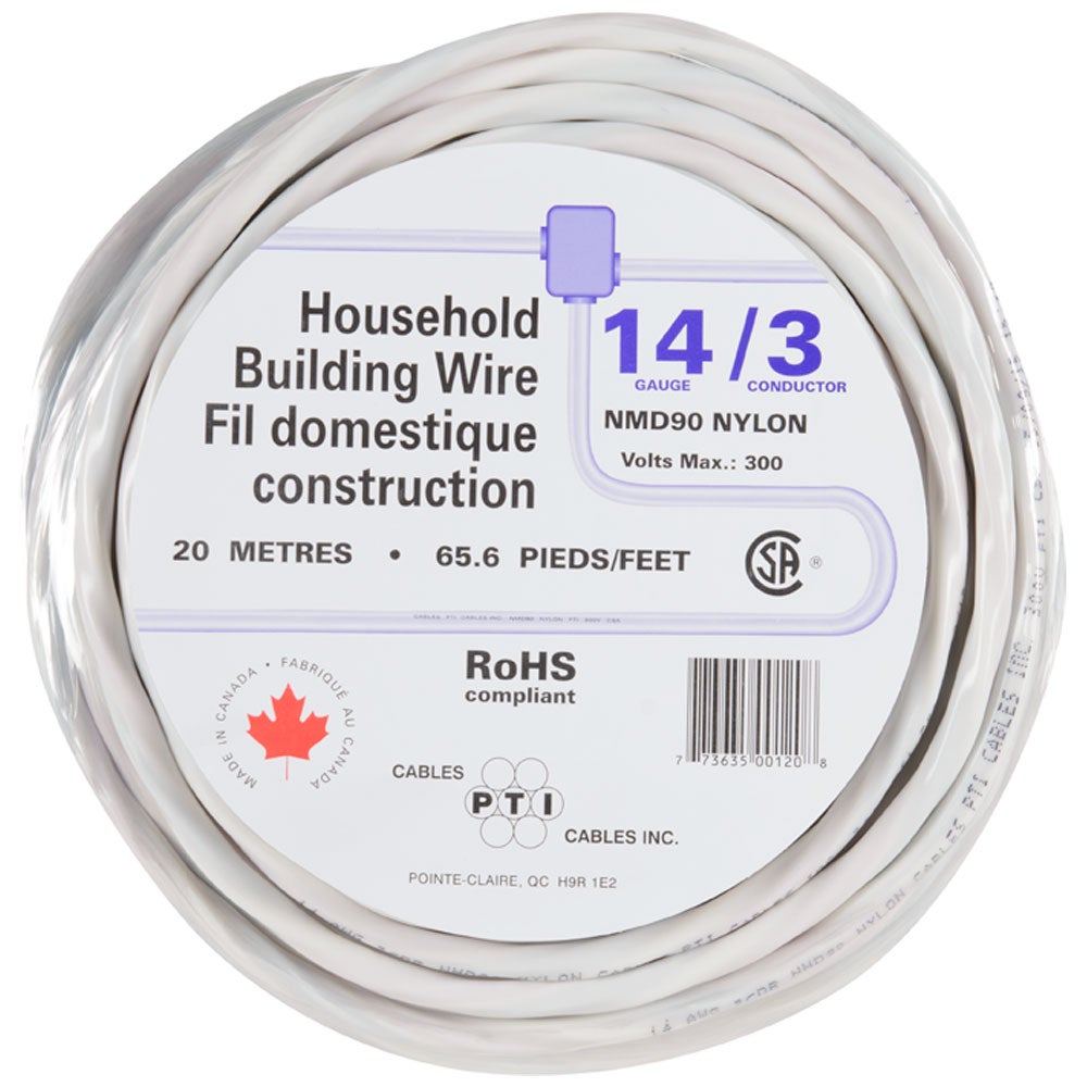 Interior Electrical Wire NMD 90 14 3 White 20 m